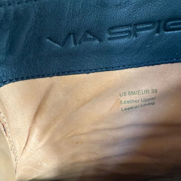 VIA SPIGA WOMEN ANKLE BOOTS BLACK LEATHER FLAT ZIPPER size 8 - Picture 7 of 8